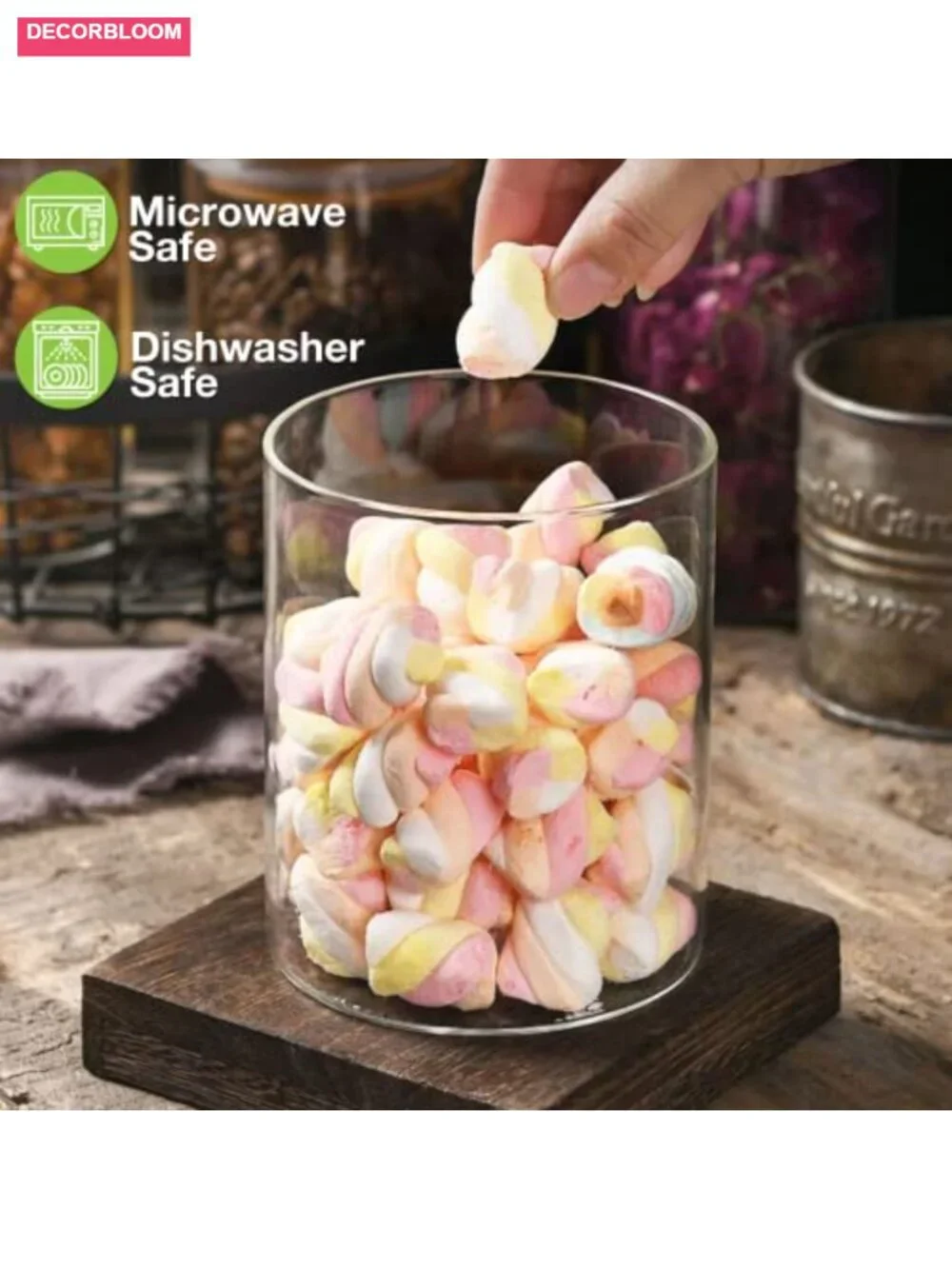 Set of 6 Glass Storage Jars with Airtight Bamboo Lids, 27 oz Each, BPA-Free,